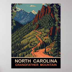 North Carolina, Grandfather mountain, Travel Poster