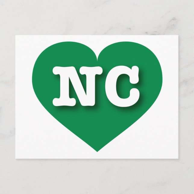 North Carolina Green Heart - I love NC Postcard (Front)