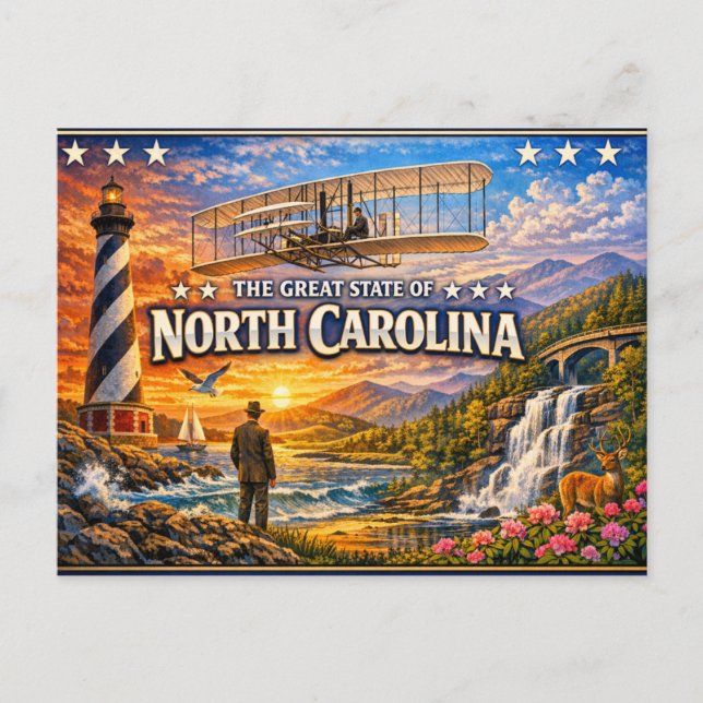 North Carolina Greetings Postcard  (Front)