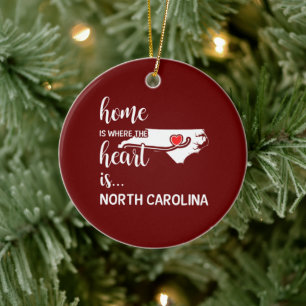 North Carolina Home is where the heart is Ceramic Tree Decoration