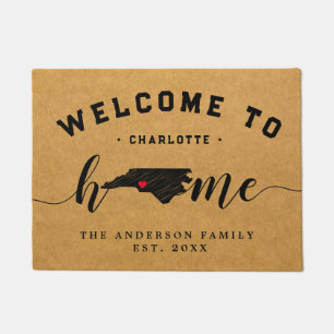 North Carolina Home State Map USA Minimal Welcome Doormat