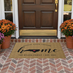 North Carolina Home State Personalised Doormat