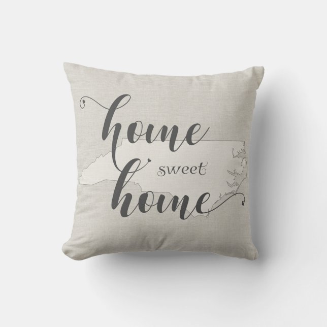North Carolina - Home Sweet Home burlap-look Cushion (Front)