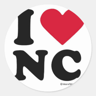 NORTH CAROLINA - "I LOVE NC" "I LOVE NORTH CAROLIN CLASSIC ROUND STICKER