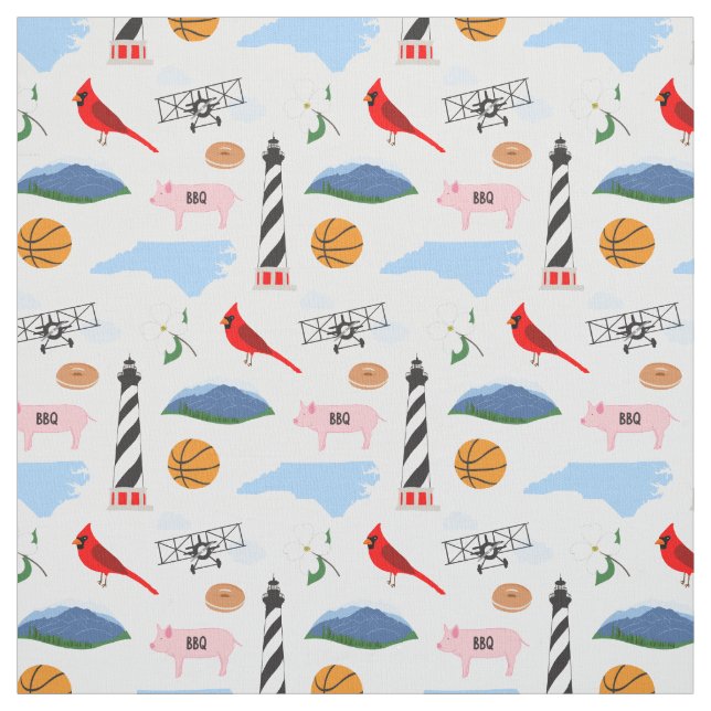 North Carolina Icons Fabric (Swatch)