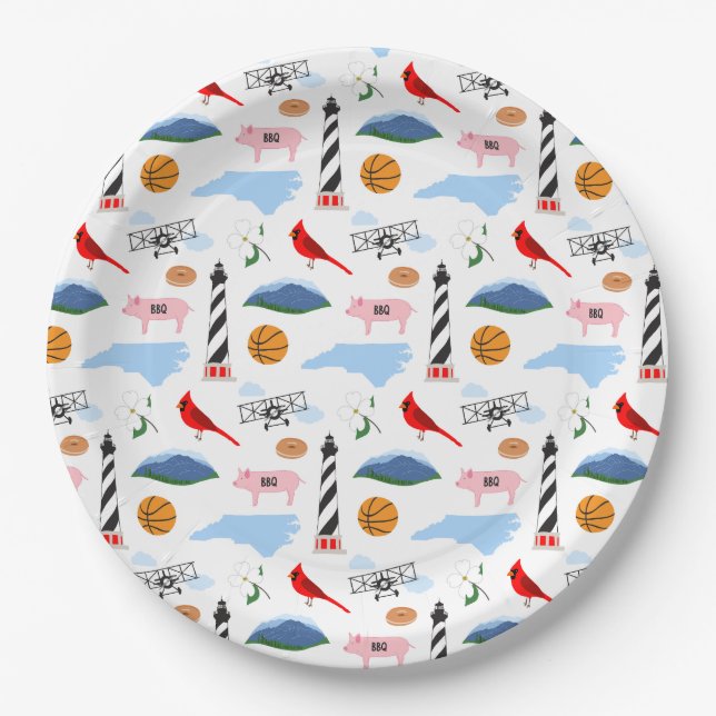 North Carolina Icons Paper Plates (Front)