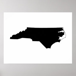 North Carolina in Black and White Poster