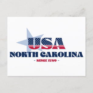 North Carolina in Red, White, and Blue Postcard