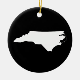 North Carolina in White and Black Ceramic Tree Decoration