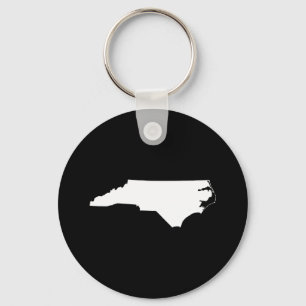 North Carolina in White and Black Key Ring