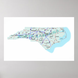 North Carolina Interstate Map Print