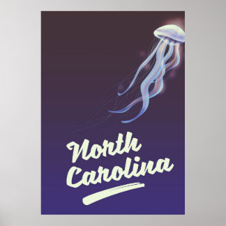North Carolina Jellyfish travel poster