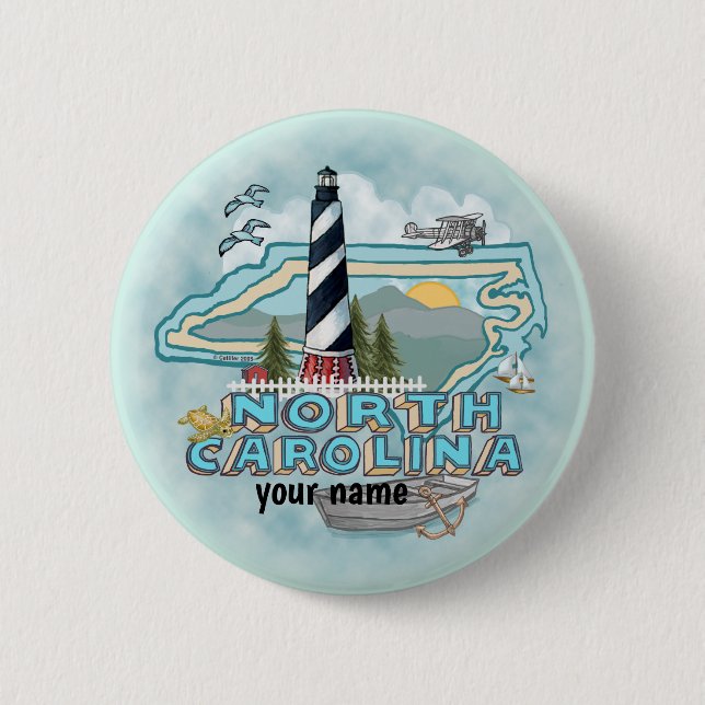 North Carolina Lighthouse  6 Cm Round Badge (Front)