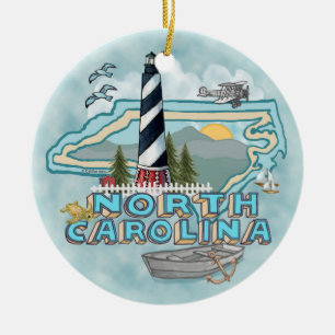 North Carolina Lighthouse Ceramic Tree Decoration
