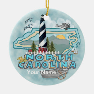 North Carolina Lighthouse Ceramic Tree Decoration