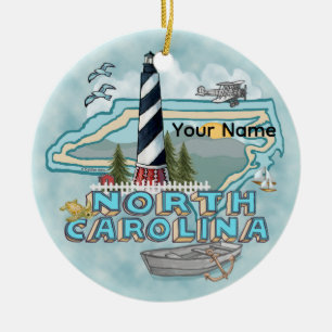 North Carolina Lighthouse Ceramic Tree Decoration