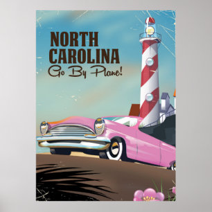 North Carolina Lighthouse travel poster
