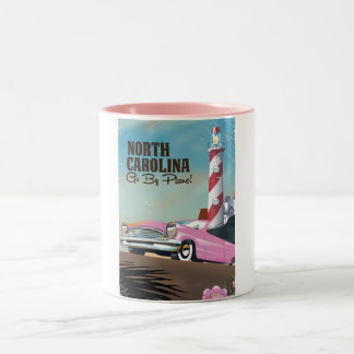 North Carolina Lighthouse travel poster Two-Tone Coffee Mug