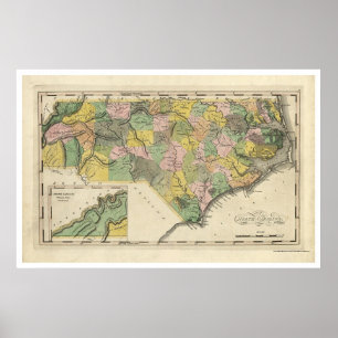North Carolina Map 1814 Poster