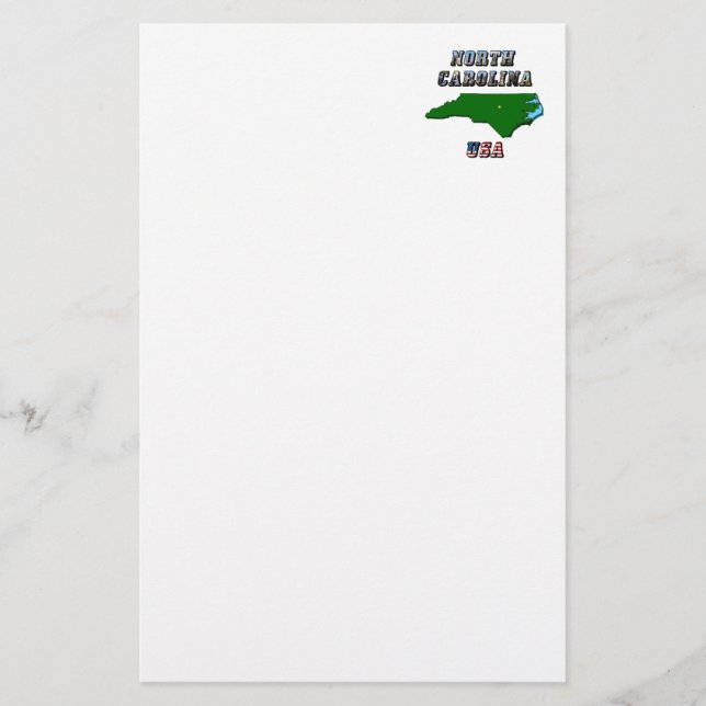 North Carolina Map and Text Stationery (Front)