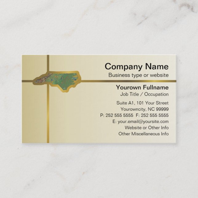 North Carolina Map Business Card (Front)