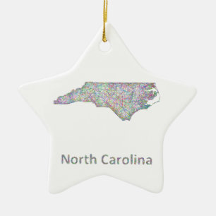 North Carolina map Ceramic Tree Decoration