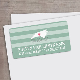 North Carolina Map Home State Love - Custom Heart Label