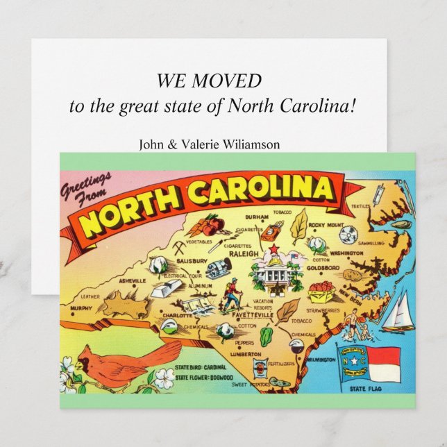 North Carolina Map Moving Announcement (Front/Back)