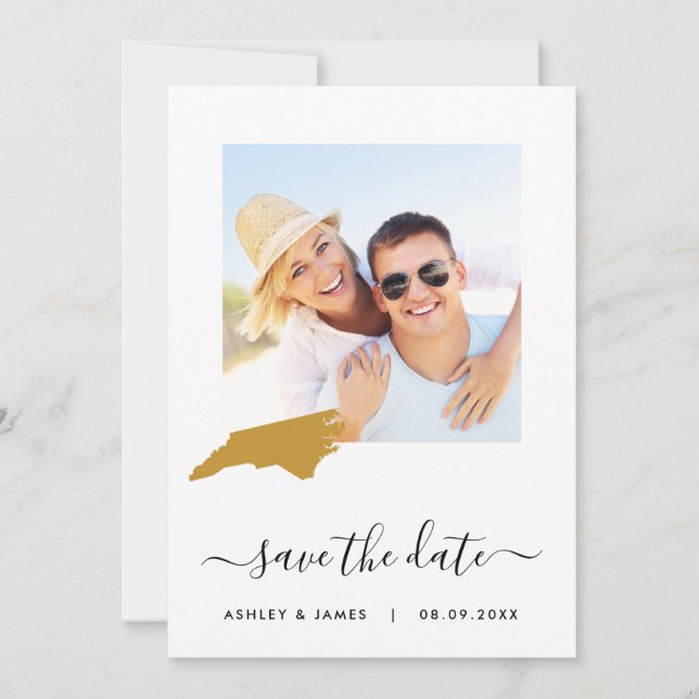 North Carolina Map Photo Wedding Save the Date (Front)