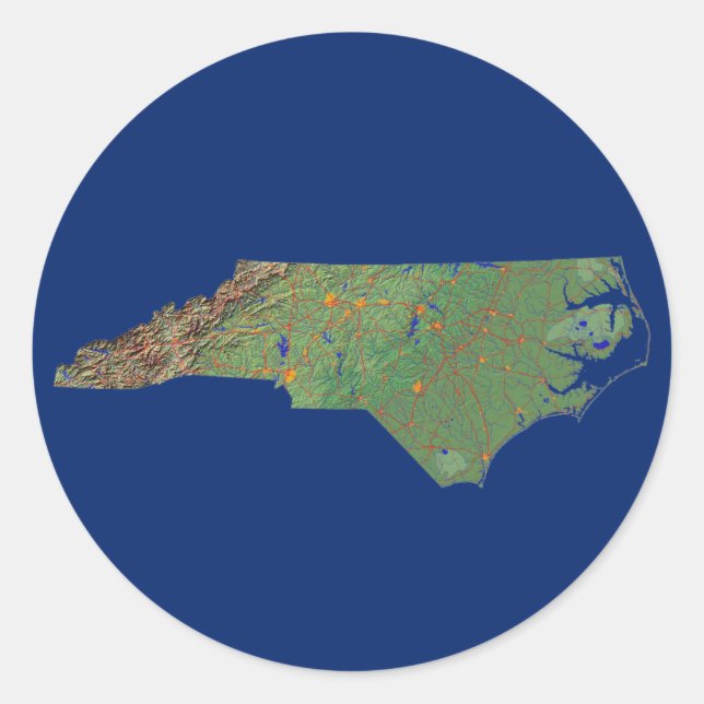 North Carolina Map Sticker (Front)