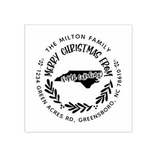north carolina merry christmas return address rubber stamp