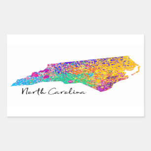 North Carolina Modern Map Rectangular Sticker