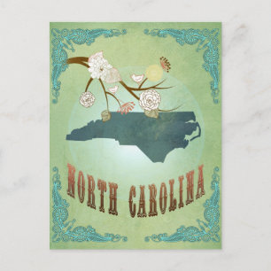 North Carolina Modern Vintage State Map – Green Postcard
