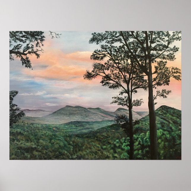 North Carolina Mountain Sunrise Acrylic Painting Poster (Front)
