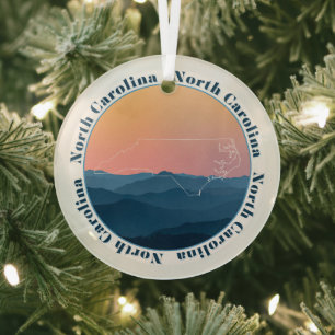 North Carolina Mountains Glass Tree Decoration