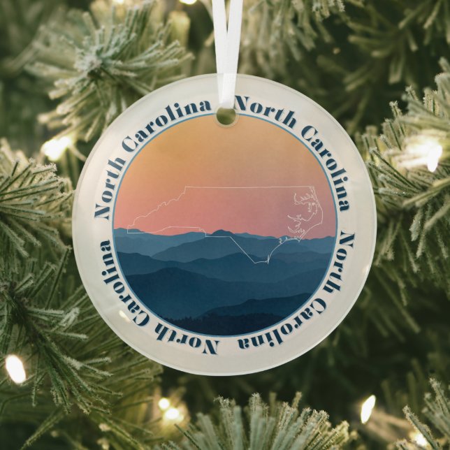 North Carolina Mountains Glass Tree Decoration (Insitu)