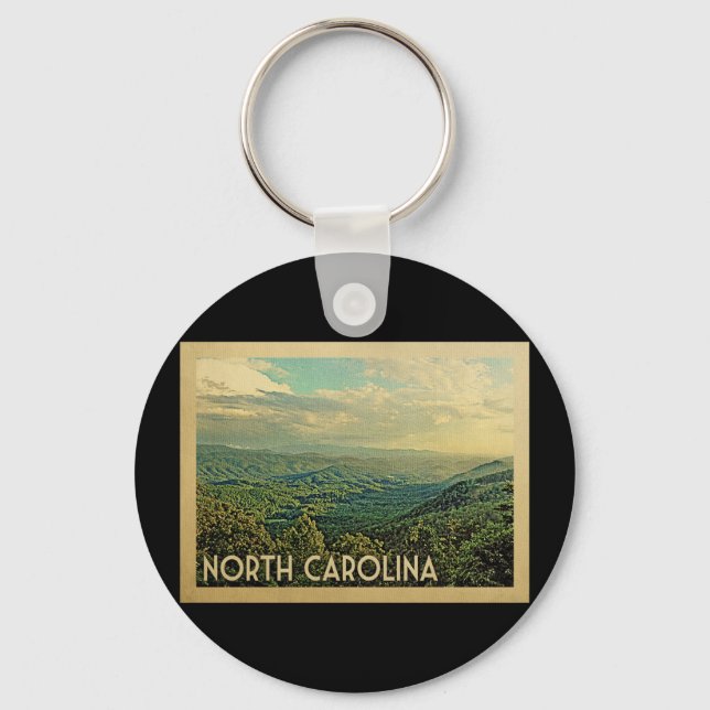 North Carolina Mountains Vintage Travel Key Ring (Front)