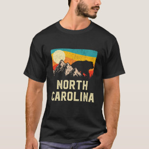 North Carolina Nature Wild Bear Retro Sunset Hikin T-Shirt