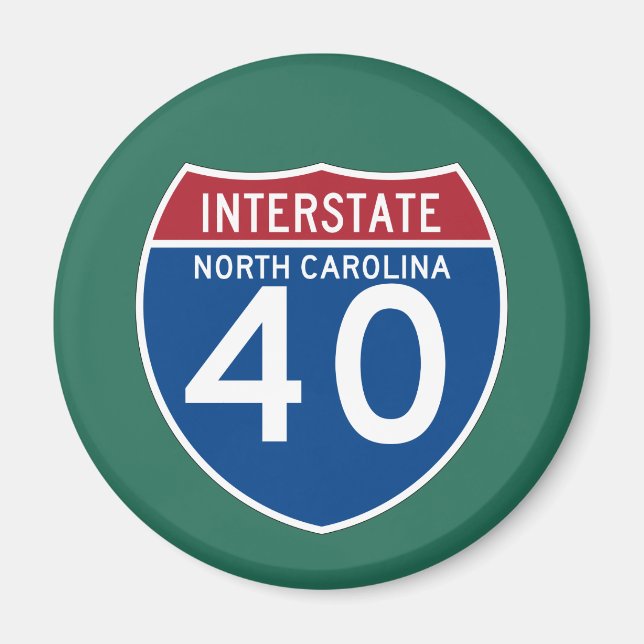 North Carolina NC I-40 Interstate Highway Shield - Magnet (Front)