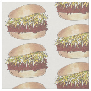 North Carolina NC Style Pork BBQ Barbecue Sandwich Fabric