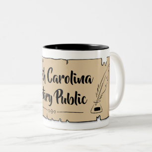 North Carolina Notary Public Scroll Feather Quill Two-Tone Coffee Mug
