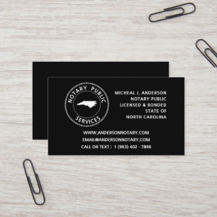 North Carolina Notary Public Services Business Card