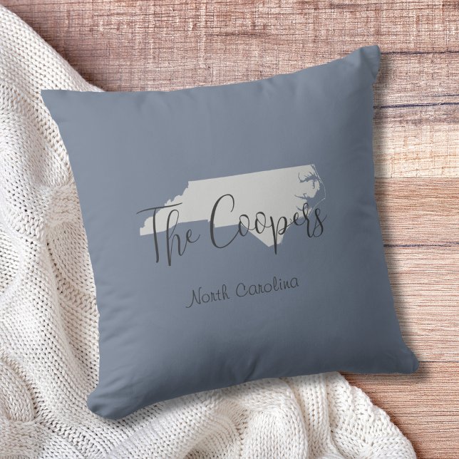 North Carolina Outline Throw Pillow (Show pride for your state and personalize it!  "love makes this house a home in <your state>")