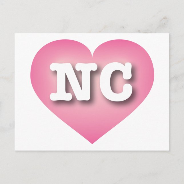 North Carolina Pink Fade Heart - I love NC Postcard (Front)