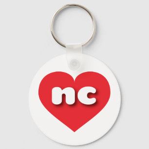 North Carolina red heart - I love nc Key Ring