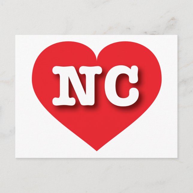 North Carolina Red Heart - I love NC Postcard (Front)
