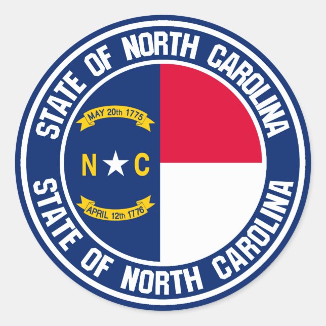 North Carolina Round Emblem Classic Round Sticker (Front)