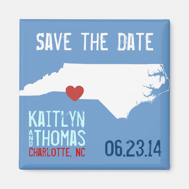 North Carolina Save the Date - Customisable City Magnet (Front)