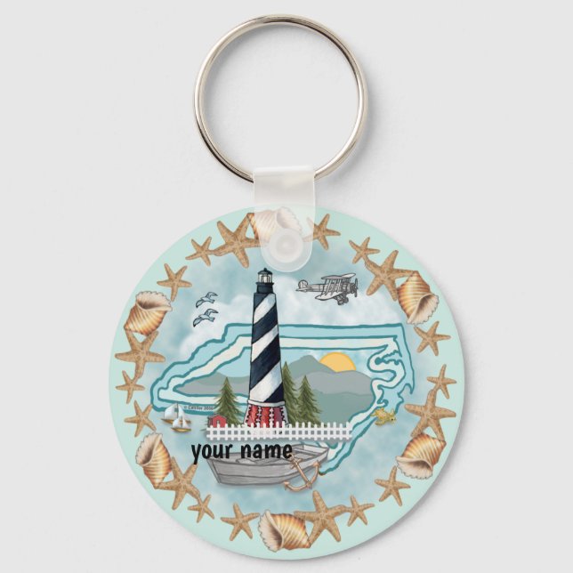 North Carolina Shells Lighthouse  Key Ring (Front)