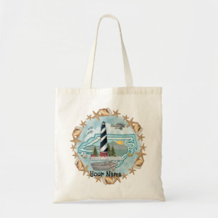 North Carolina Shells Lighthouse Tote Bag